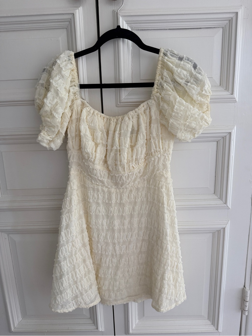 Women's Cream Puff-Sleeve/Off The Shoulder Mini Dress